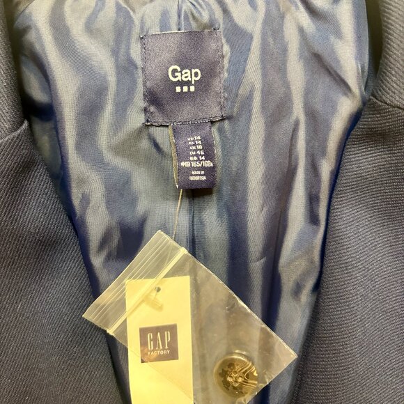GAP Women's NWT Navy Blue Two Button Blazer Size 14 - Picture 6 of 8